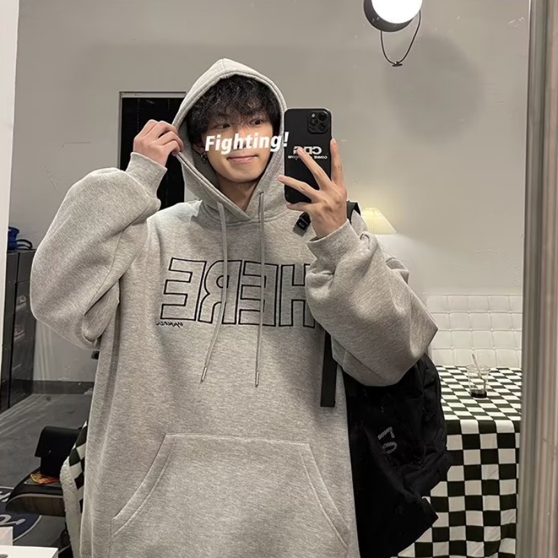 Áo Hoodie Dáng Rộng Có In Chữ Thời Trang Phong Cách Hàn Quốc Cho Nam