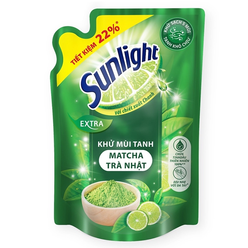 Nước rửa chén Sunlight Extra trà xanh 750ml (túi)