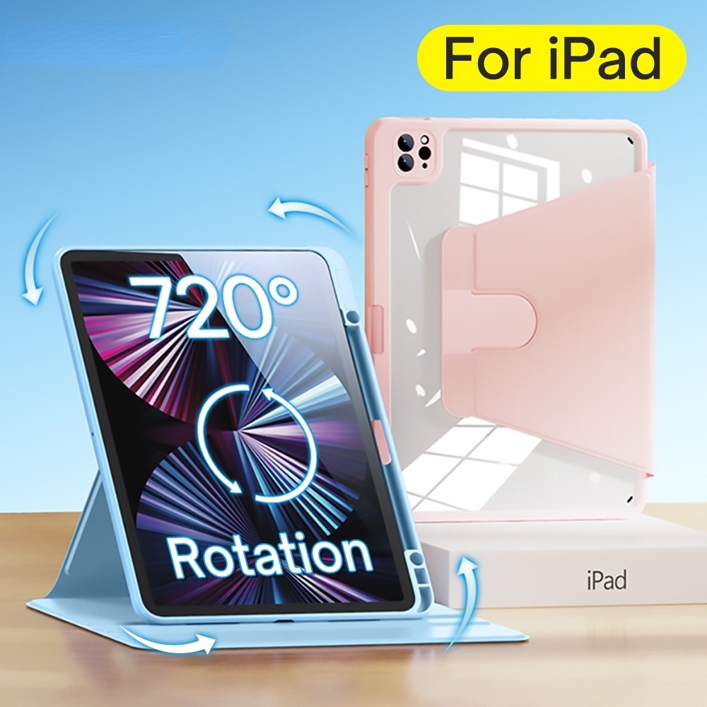 Bao Da Máy Tính Bảng Xoay 360 Độ Cho iPad 7 / 8 / 9 10.2 iPad 10th 2022 10.9 air 1 2 9.7 air 4 5 2022 10.9 Pro air 3 10.5 Mini 6 Giá Đỡ
