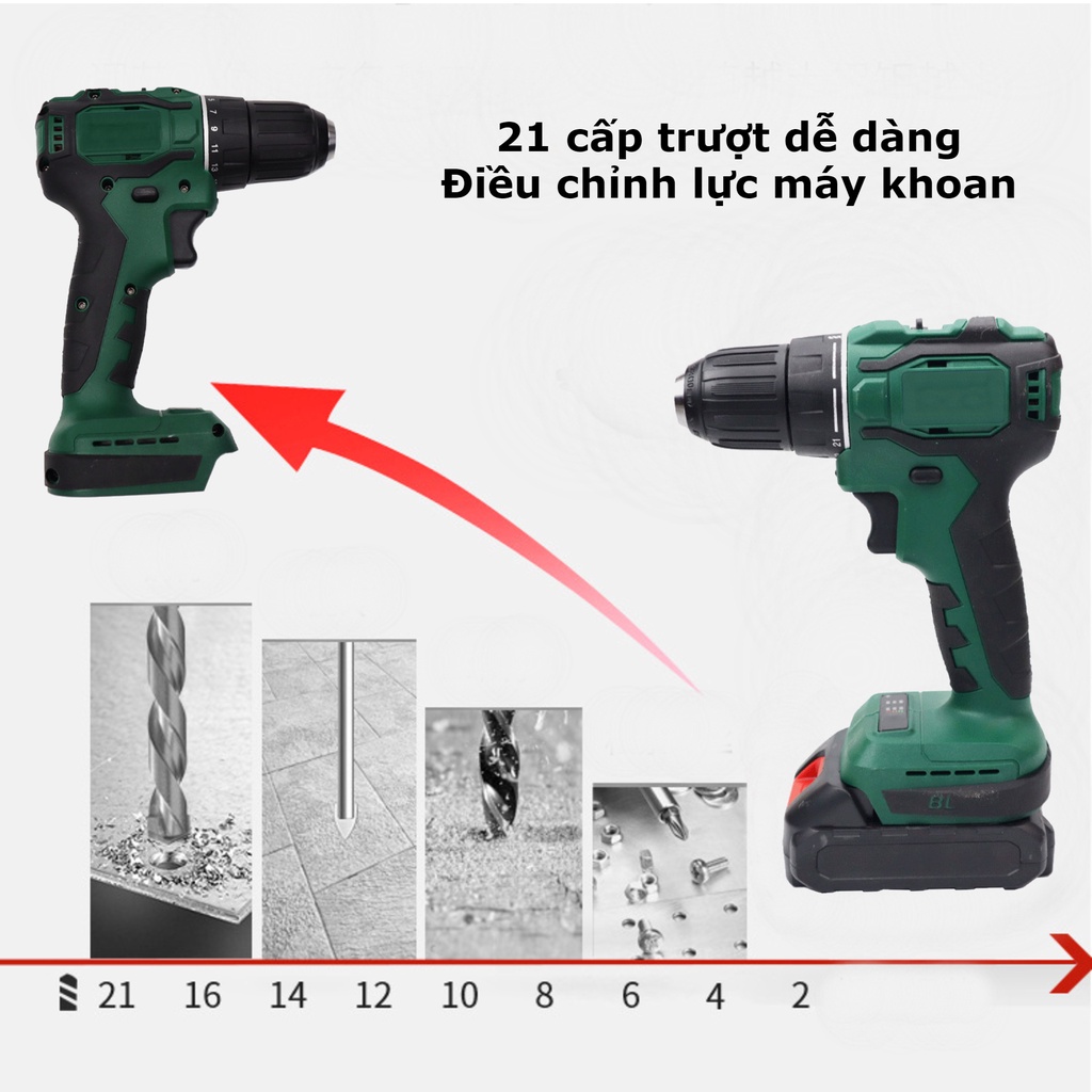 Máy khoan pin bắt vít đa năng 36v không chổi than, đầu kẹp autolock nhỏ gọn
