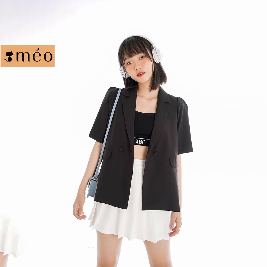 Áo blazer nữ Méo shop cộc tay phối túi nắp Osh