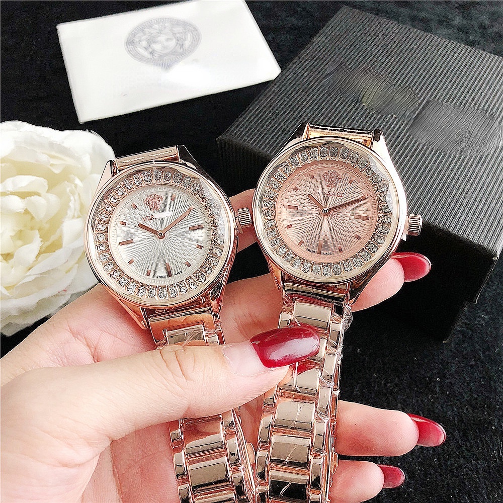 Đồng Hồ Quartz Mặt Đính Kim Cương Pha Lê Phong Cách Công Chúa