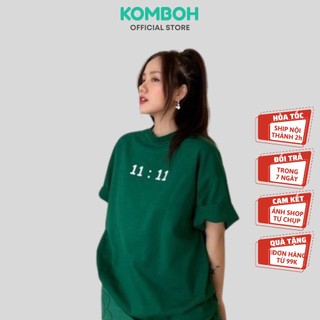 Áo thun tay lỡ KOMBOH form rộng xanh lá đẹp, áo phông unisex nam nữ oversize 1111 KOMBOH A24