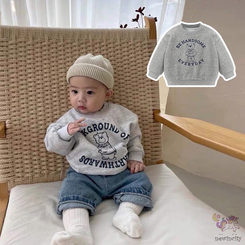 Áo Sweater Tay Dài Cổ Tròn In Họa Tiết Hoạt Hình Phong Cách Hàn Quốc Thời Trang Cho Bé Trai