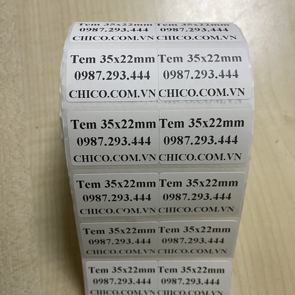 Giấy In Mã Vạch 2 Tem 35x22  - Decal Nhiệt 2 Tem 72x22 mm, cuộn 30m