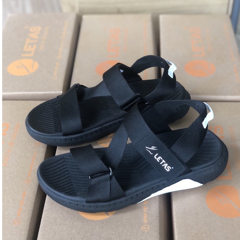 Xăng đan Unisex quai chéo Letas F7 đen full