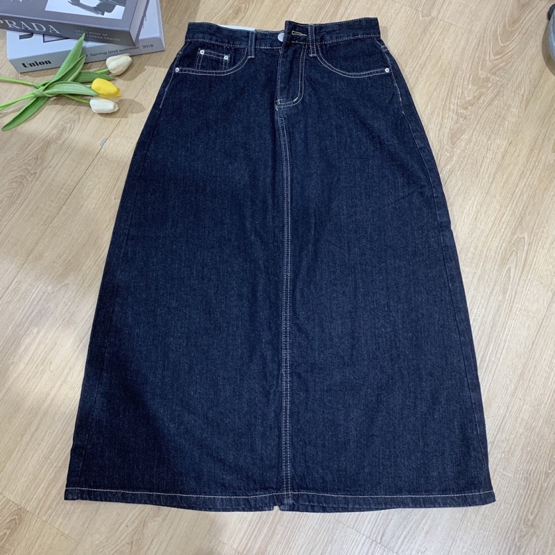 Chân váy jean dài QC