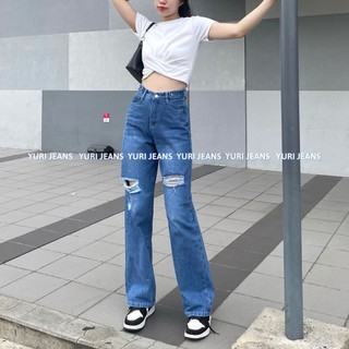 (Mẫu cao 1m64) Quần Jeans Ông Suồng Nữ Cạp Kiêu 2 Màu Xanh Nhạt,Đậm Shop YuRi Jeans
