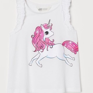 Áo thun HM bé gái áo ba lỗ ngựa trắng pony auth