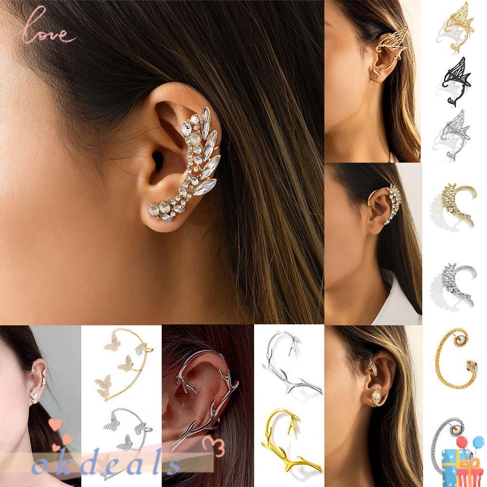 Khuyên Đeo Vành Tai Không Xỏ Lỗ Hình Bướm Đính Đá Zircon Thời Trang Cho Nữ