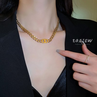 DREJEW Dây chuyền bằng thép titan cao cấp họa tiết chữ thời trang sang trọng