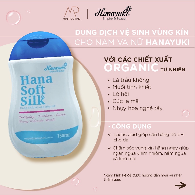 Dung dịch vệ sinh vùng kín cho nam và nữ Hanayuki Soft and Silk 150g màu xanh và hồng