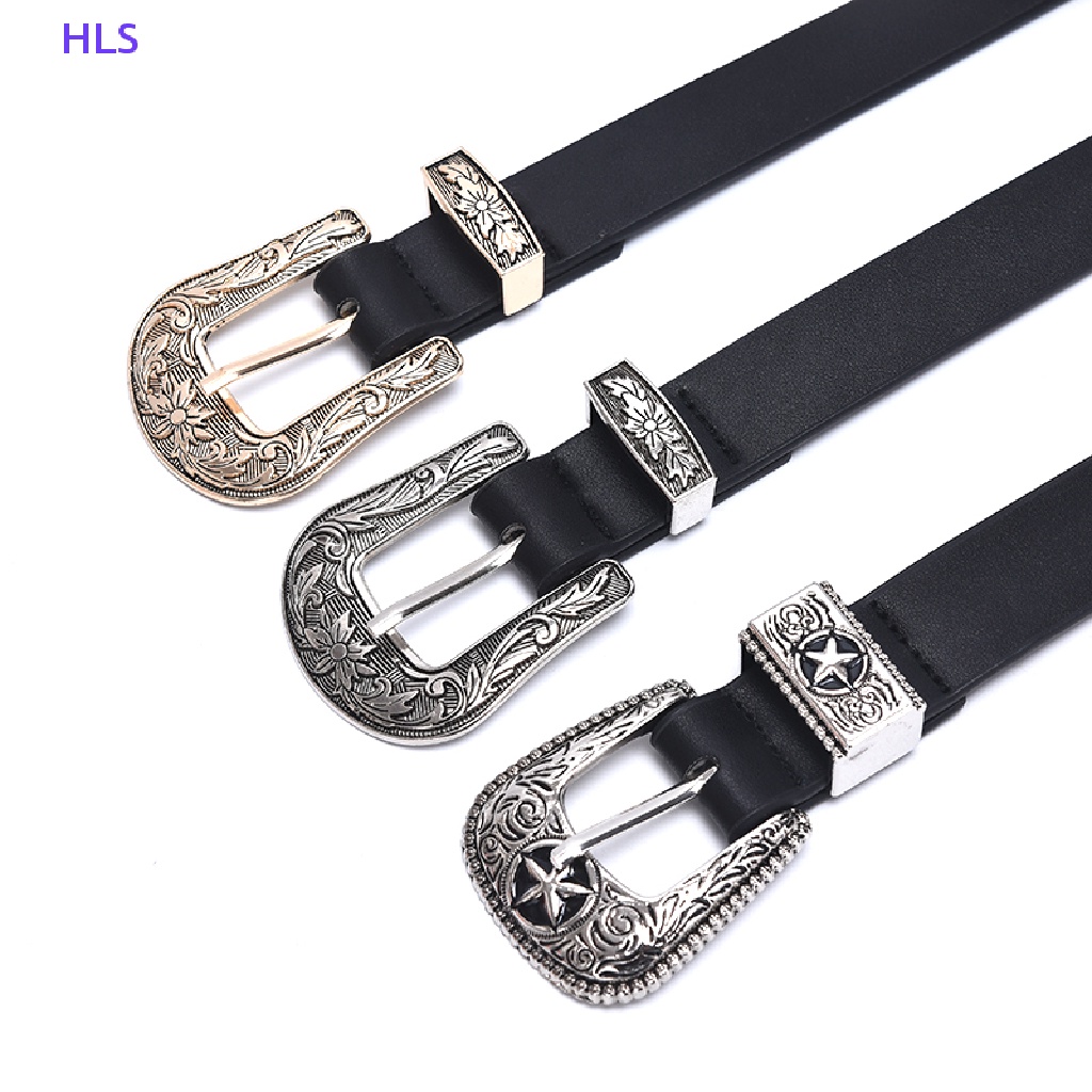 Thắt Lưng Da Màu Đen Khóa Hình Trái Tim Khắc Họa Tiết Cổ Điển Thời Trang Cho Nữ