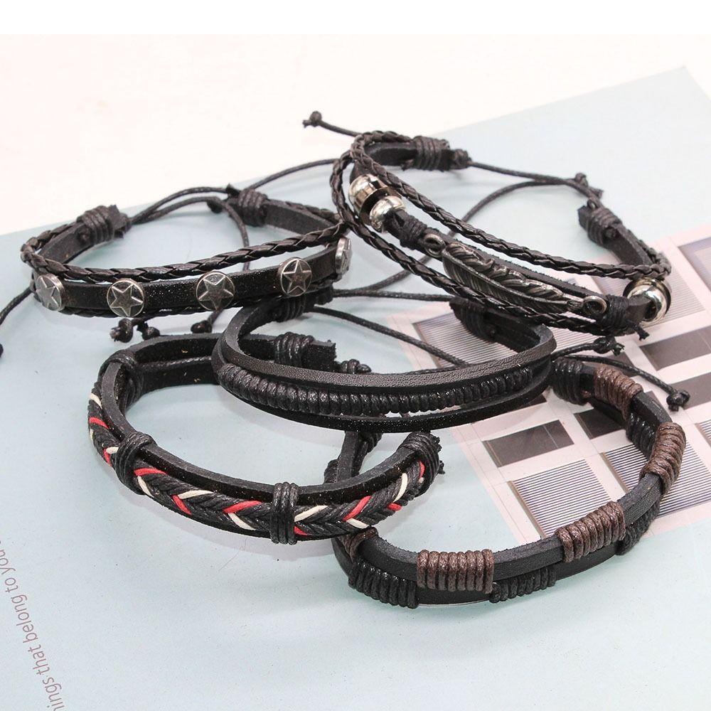 Vòng Tay Da Bện Thủ Công Phong Cách Hip Hop Hàn Quốc Cá Tính Cho Nữ