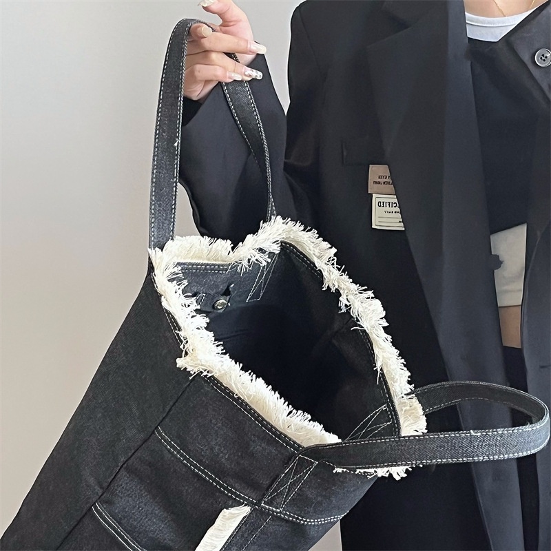 Túi đeo vai IELGY cỡ lớn chất liệu denim thiết kế đơn giản thời trang cho nữ