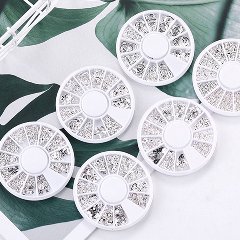 Hộp Phụ Kiện Đinh Tán Trang Trí Móng Tay Bằng Hợp Kim 12 Lớp Hình Trăng Sao