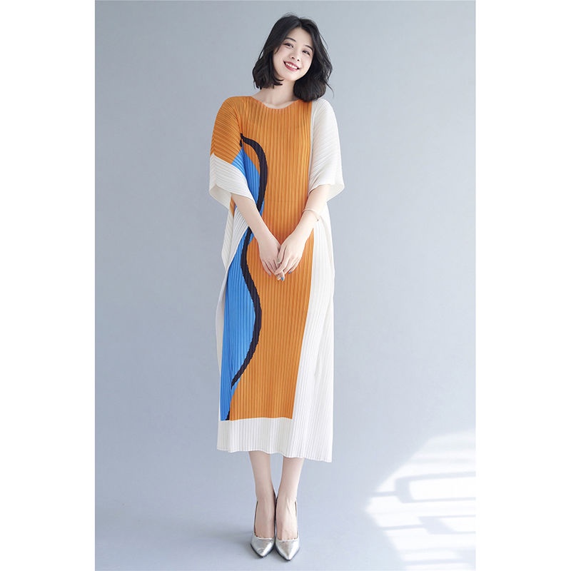 Đầm Xếp Ly Tay Ngắn Phong Cách Thời Trang Pháp Thời Trang Mùa Hè Cho Nữ