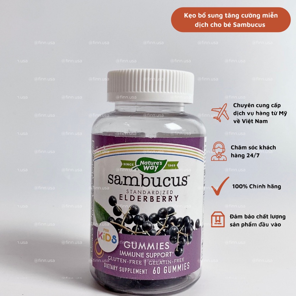 _ Sambucus-Kẹo dẻo tăng đề kháng cho bé Nature's Way (1 hộp - 60 viên)