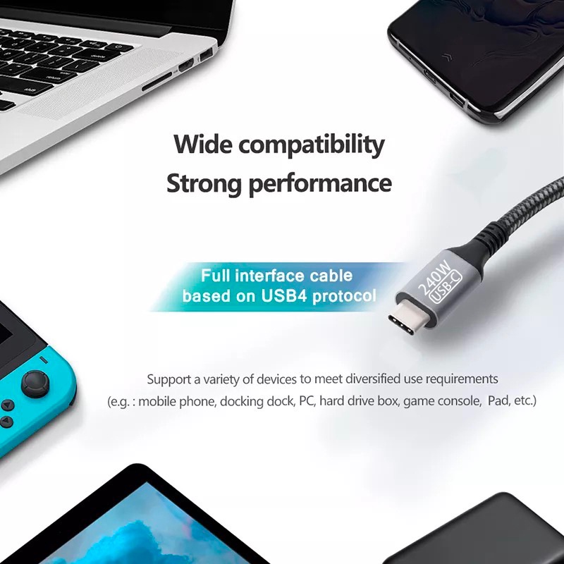 Cáp sạc nhanh Hdoorlink USB C sang USB C PD 240W PD3.1 48V 5A cho Huawei/ Xiaomi