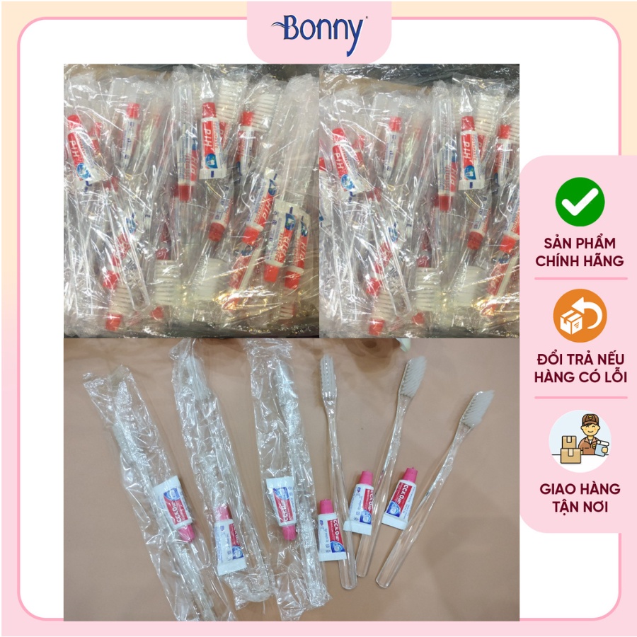Bộ Comfor Bàn chải đánh răng cho khách sạn nhà nghỉ, bàn chải đánh răng dùng 1 lần, Bịch 100b cán trong kem đỏ, cước mềm