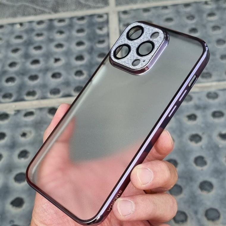 Ốp lưng SULADA họa tiết Camera gắn đá cho iPhone 14 Pro Max, 14 Plus, 14 Pro, 14 Lưng cứng nhám viền dẻo màu siêu đẹp