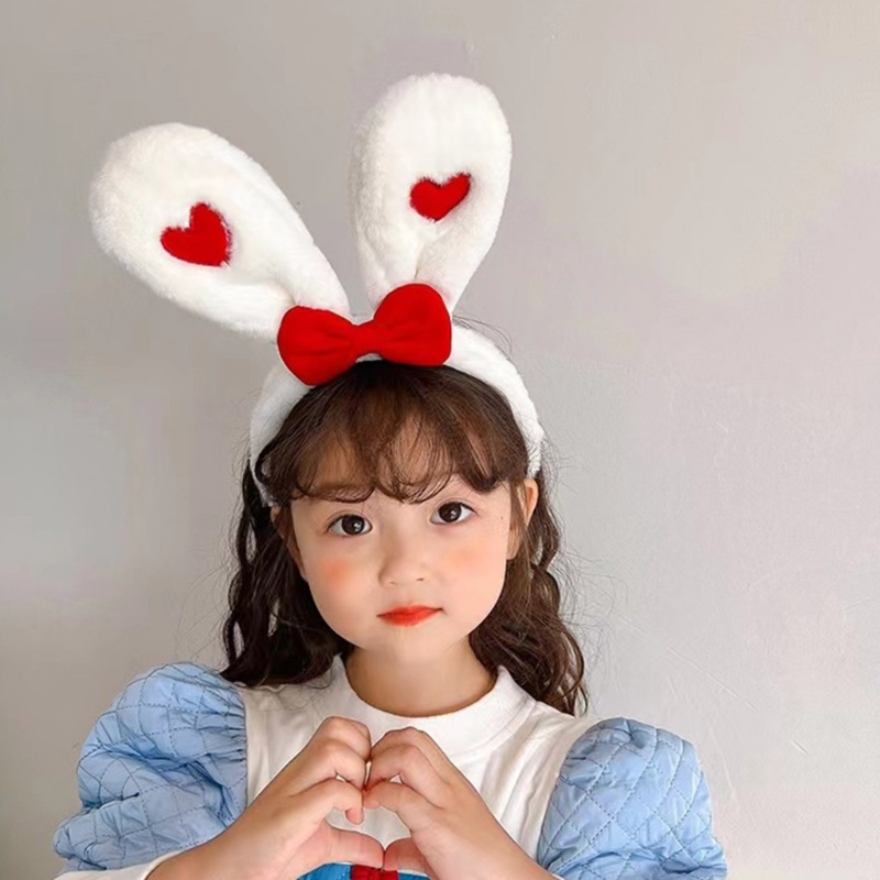 Băng Đô Tai Thỏ Thêu Hình Trái Tim Dễ Thương Dành Cho Trẻ Em Hóa Trang Tiệc Phục Sinh