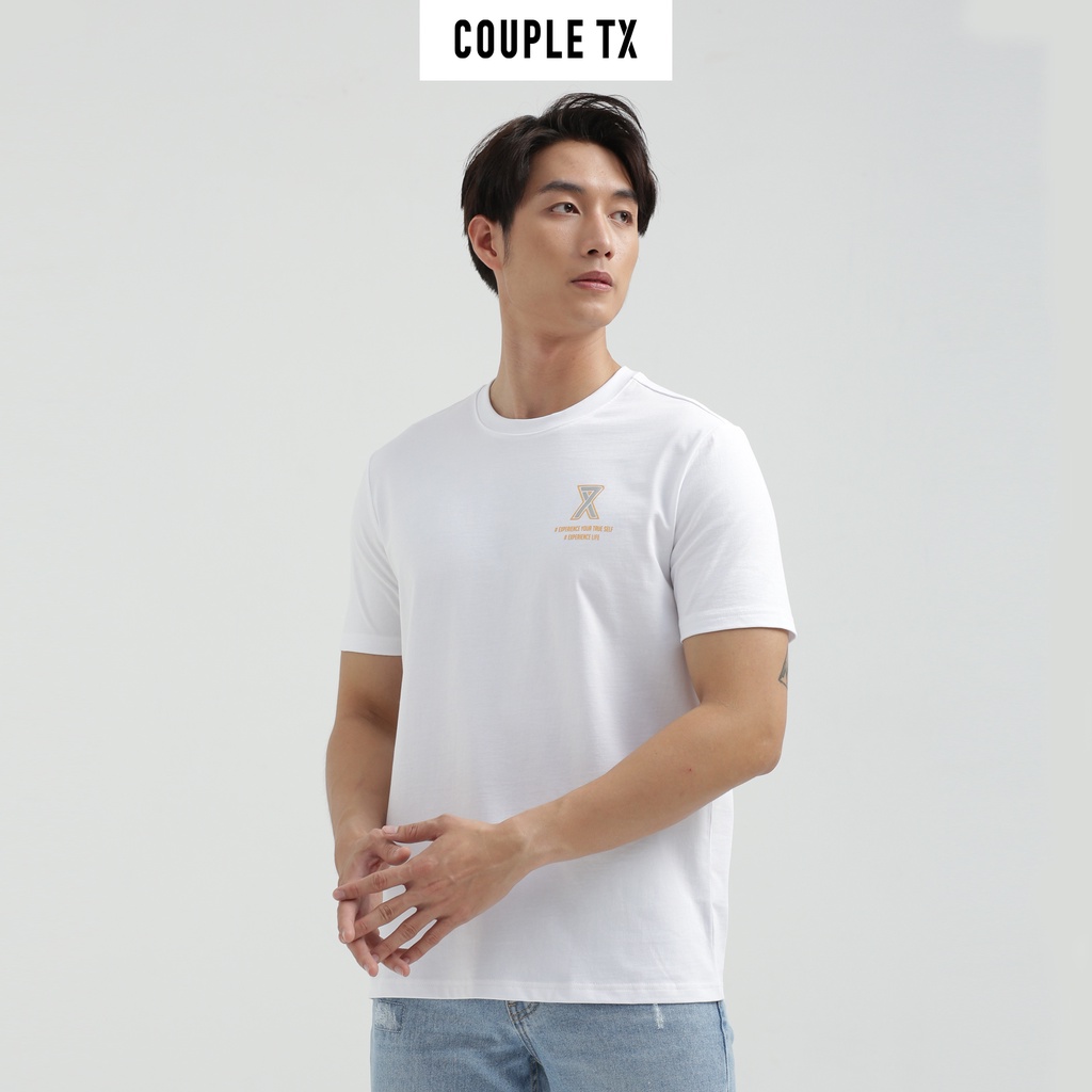 Áo Thun Nam Couple TX Regular Fit In Logo X Nhũ Bạc MTS 1195