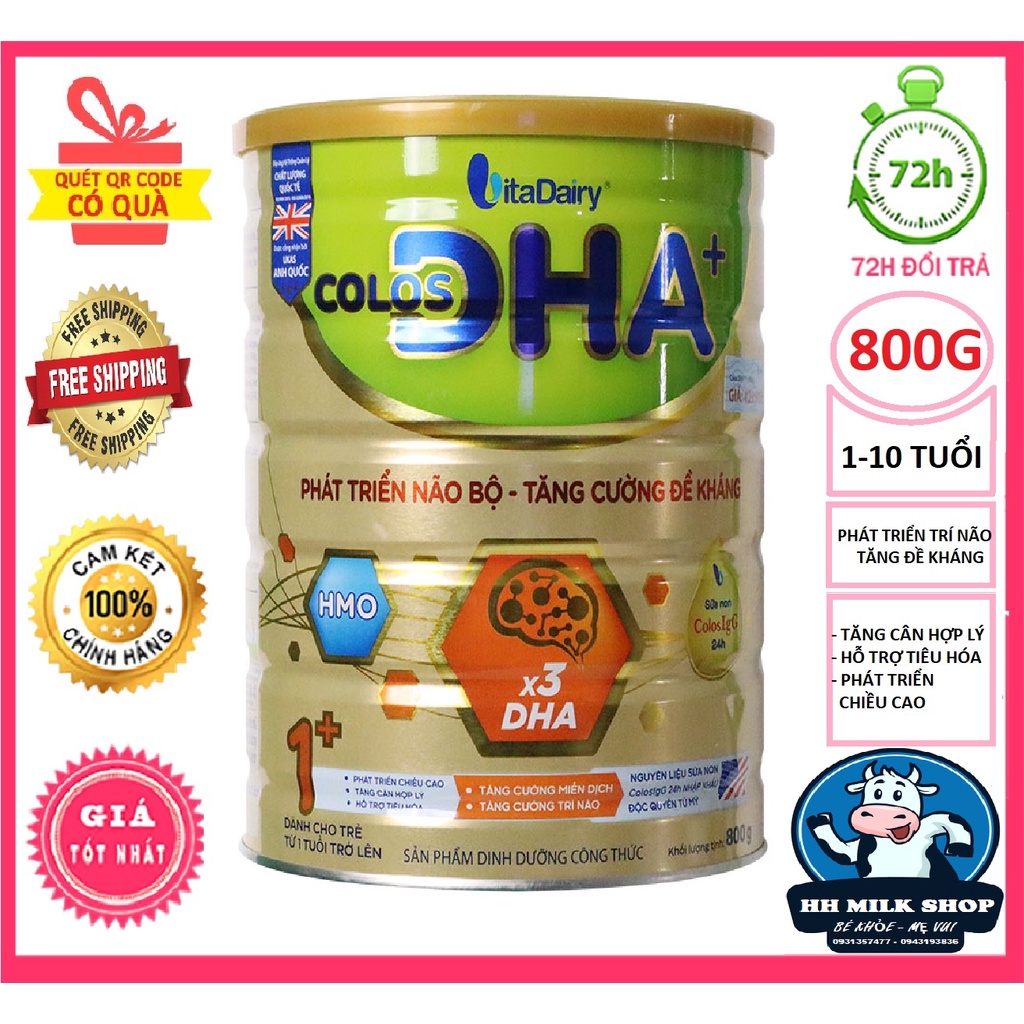 18 lon Sữa bột Colos DHA 0+/1+ 800G