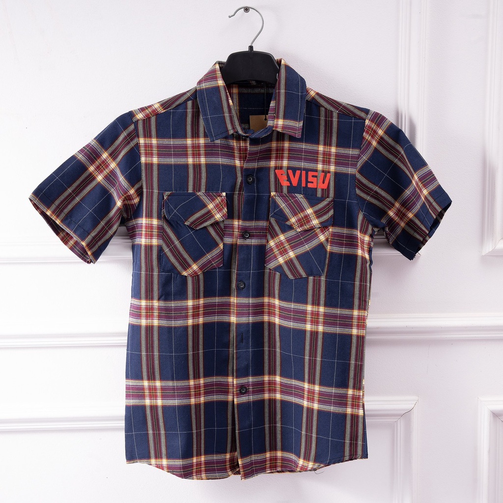 Áo sơ mi nam cao cấp chất liệu cotton đẹp họa tiết caro ngắn tay kiểu dáng hàn quốc mẫu mới H02