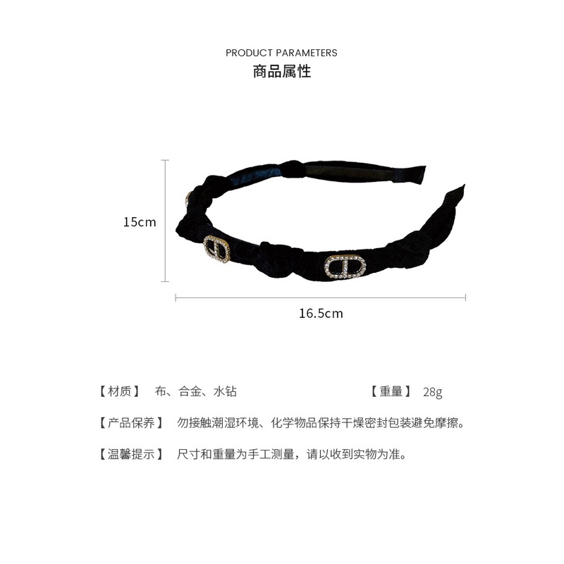 Băng Đô Vải Thắt Nút Họa Tiết Chữ Đính Kim Cương Phong Cách Pháp Thiết Kế Thời Trang