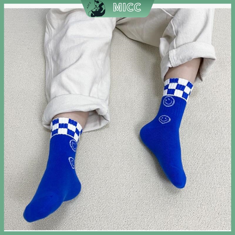 Bộ 5 Đôi Vớ Cotton Thoải Mái Họa Tiết Kẻ Sọc Màu Xanh Dương Dễ Thương Cho Bé Trai 1-12 Tuổi