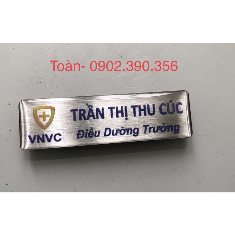 Bảng tên nhân viên nam châm cài áo chất liệu inox - keo thủy tinh trong suốt- Hình thật - BCA