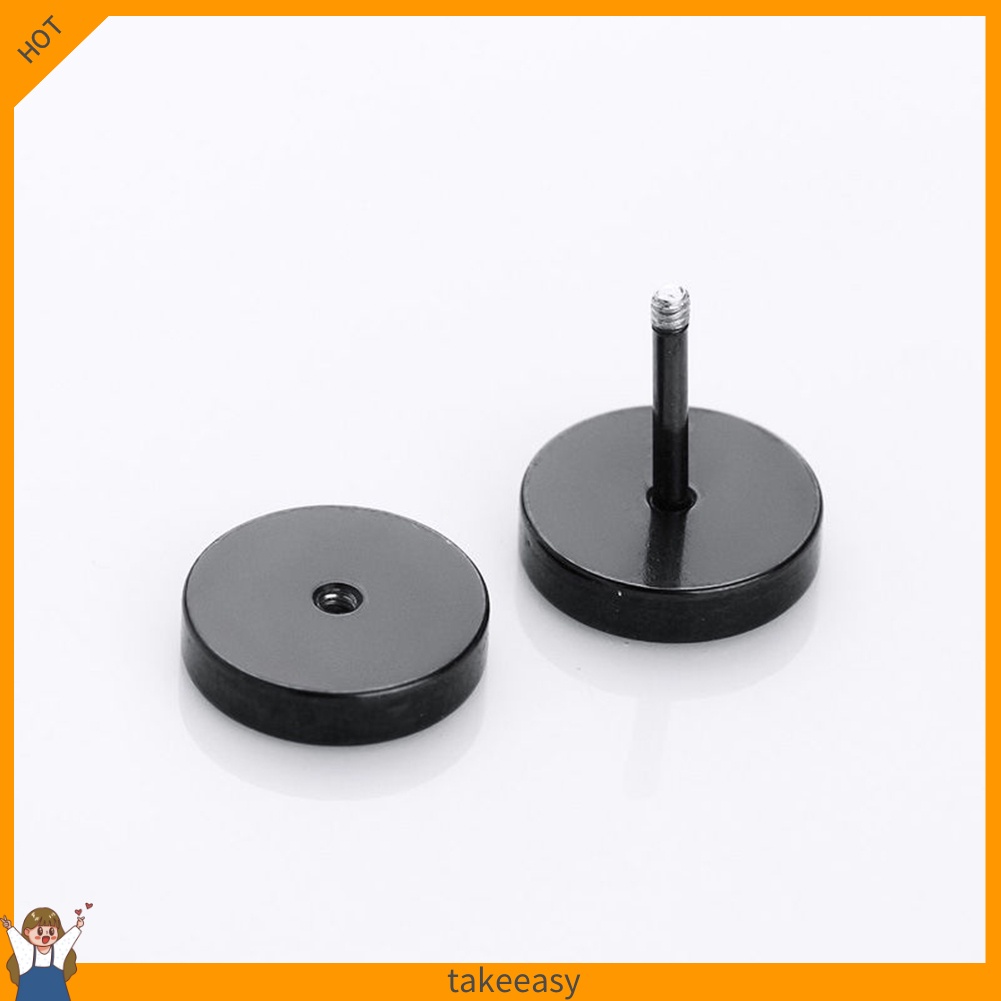 Khuyên tai màu đen bằng thép không gỉ kiểu dáng tròn 3mm - 14mm phong cách punk thời trang cho nam