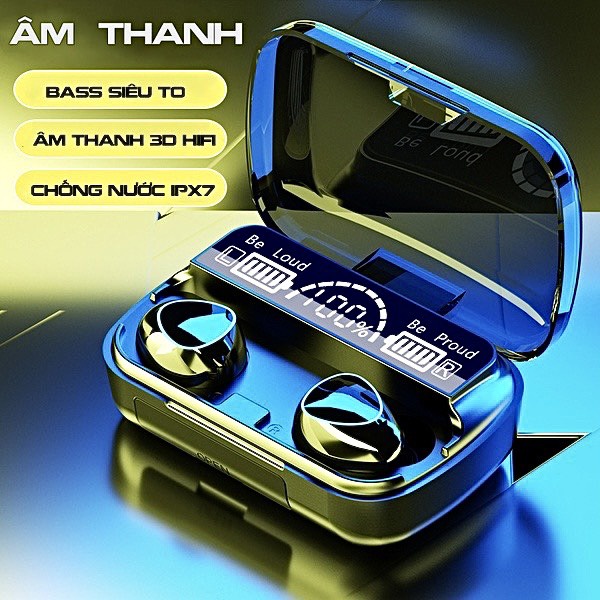 Tai Nghe Bluetooth Không Dây M10 Pin 3500mAh, Bass Mạnh, Nút Cảm Ứng, Âm Thanh HIFI, Hỗ Trợ Mic Nghe Gọi - Bảo hành 1 Nă