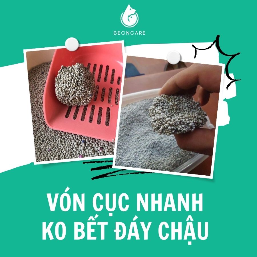 Cát vệ sinh cho mèo Beoncat 8kg (tương đương 18 Lít) Siêu vón, Khử mùi triệt để, diệt khuẩn, không bụi