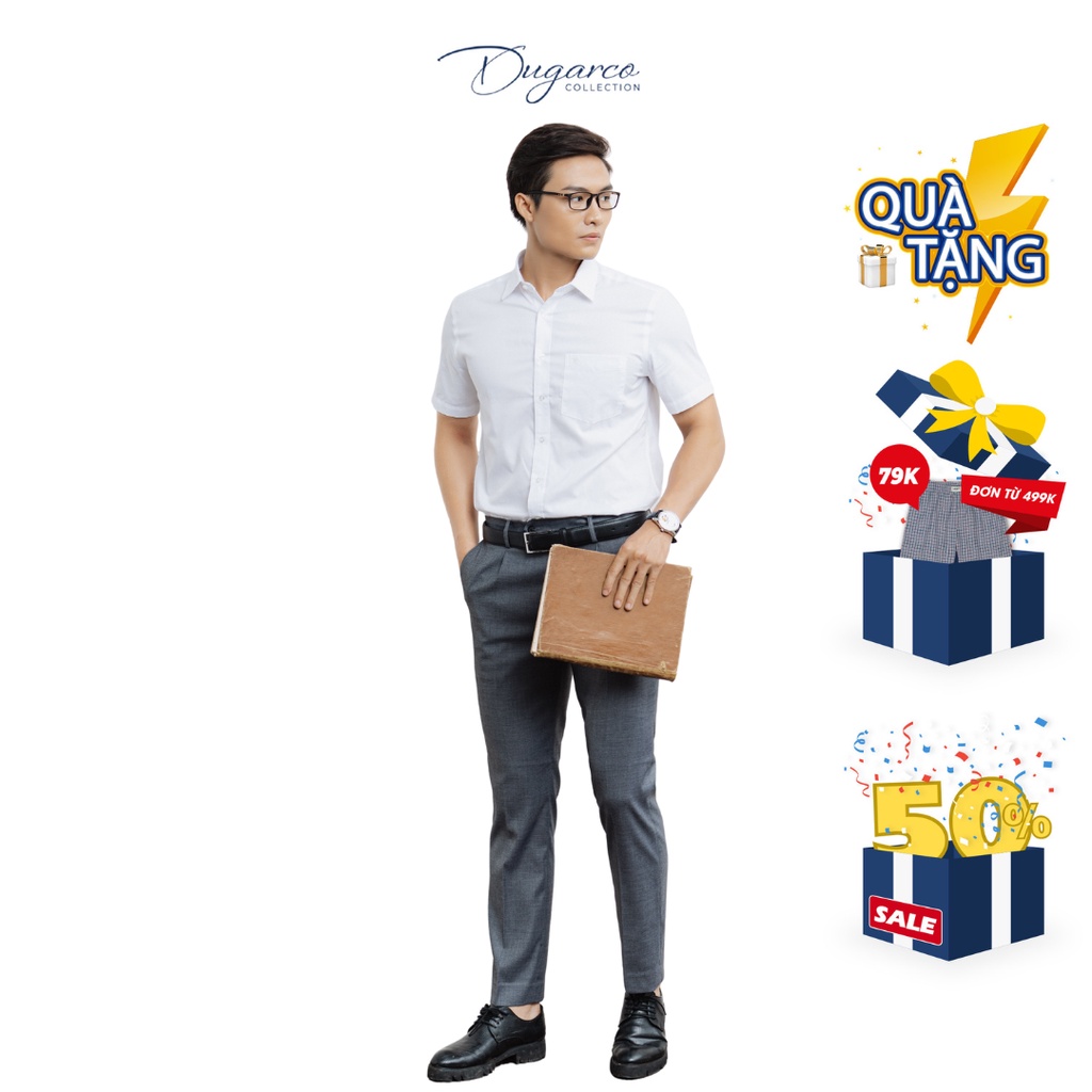 Áo sơ mi DUGARCO nam cotton tay ngắn công sở 202SMS21066