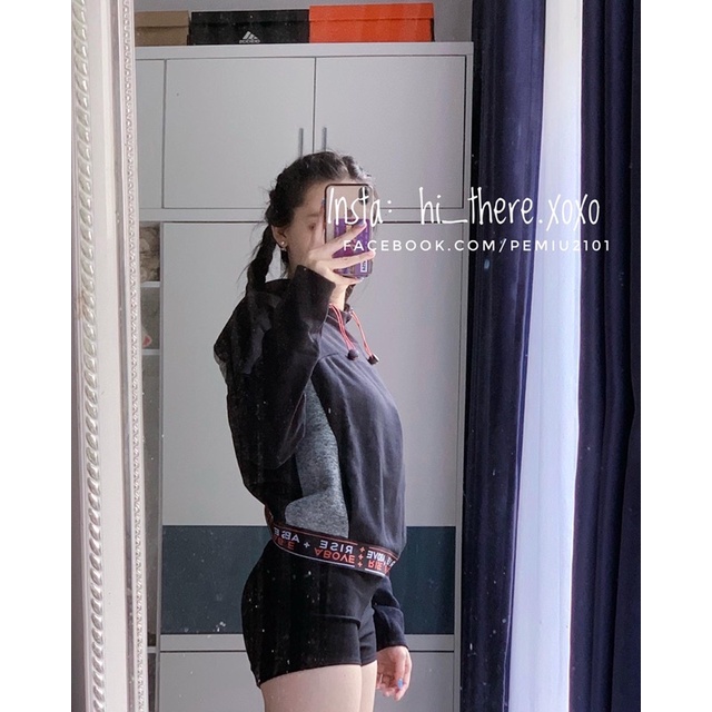 Áo nỉ Hoodie Sporty F21 RISE ABOVE xám đen