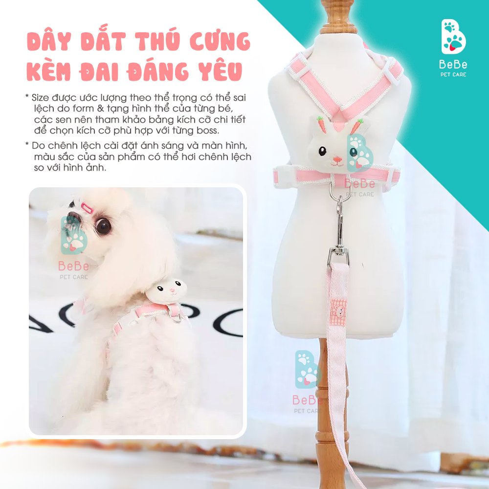 [Siêu Đáng Yêu] Dây Dắt Thú Cưng Xinh Xắn Kèm Đai Yếm Thoáng Khí - Tiện Lợi Khi Đi Dạo Cùng Boss
