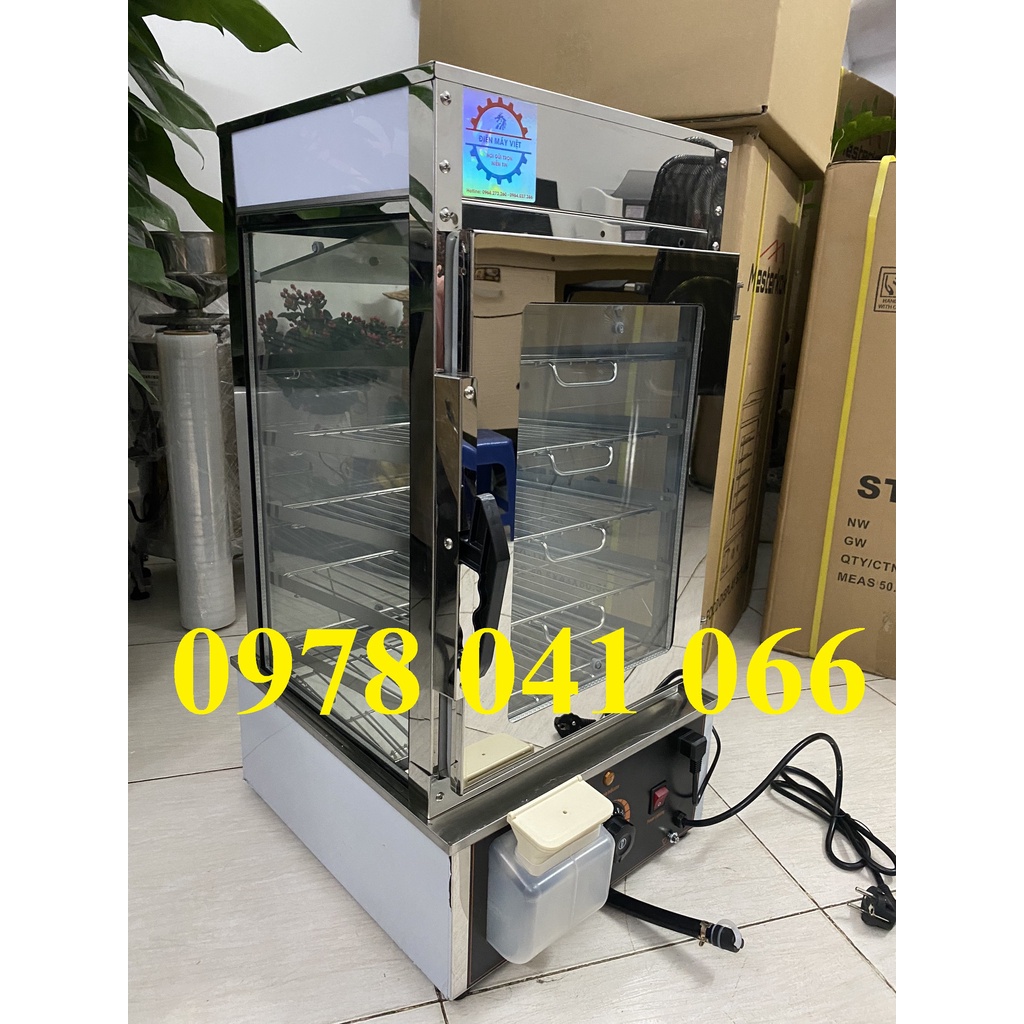 Tủ bánh bao, tủ kính hấp nóng, trưng bày bánh bao 5 tầng