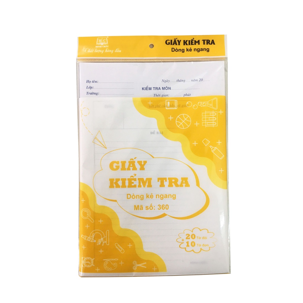 Combo 2 tập Giấy kiểm tra Cấp 2 (17.5 X 25 CM) Minh Châu 360