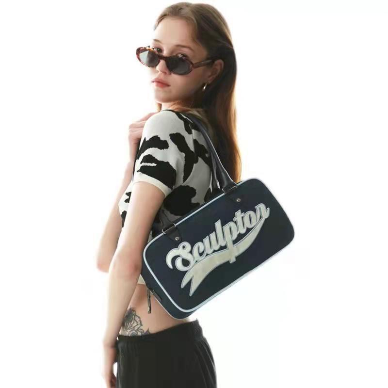 Túi Xách Một Bên Vai Phong Cách Bóng Chày Retro Dễ Phối Đồ Dành Cho Nữ