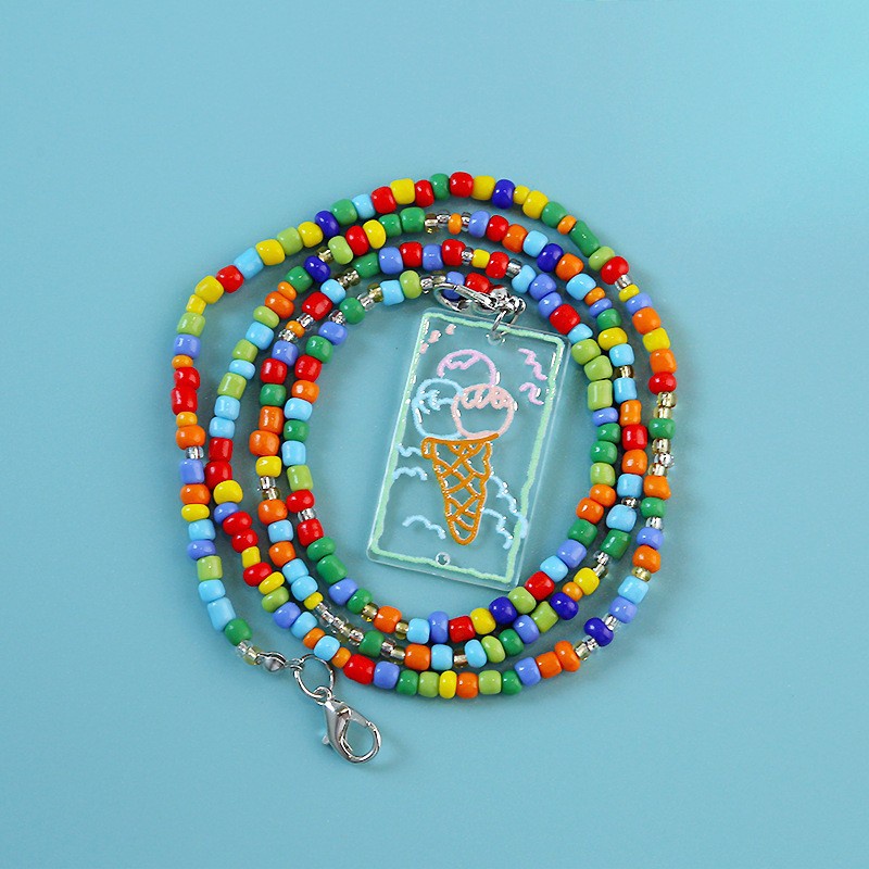 Dây đeo khẩu trang chuỗi hạt hình họa tiết lớn đẹp - Chống rơi chống thất lạc tốt - Phong Cách hàn Quốc