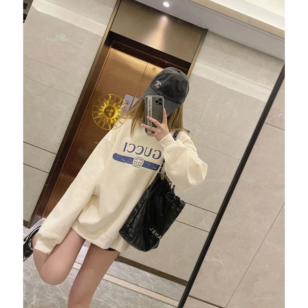 Áo hoodie Gucci Tay Dài Cổ Tròn Dáng Rộng In logo monogram Thời Trang Cho Nam Và Nữ