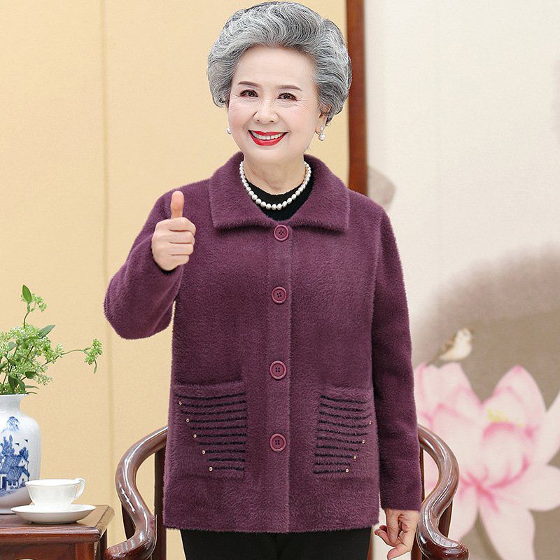 Áo Len Cổ Bẻ Dày Ấm Cho Người Già & Trung Niên