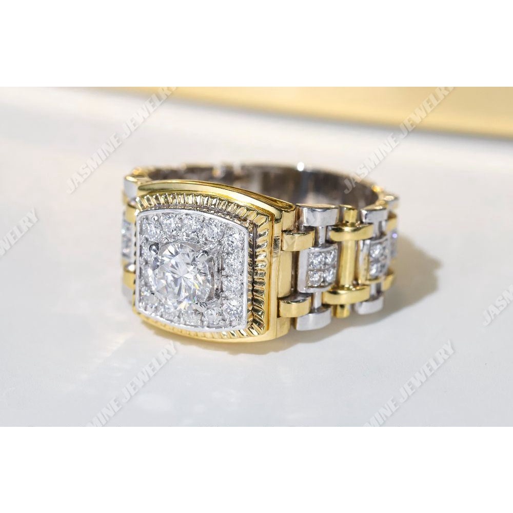 Nhẫn nam kim cương nhân tạo moissanite Rolex đai mềm - Mẫu 19