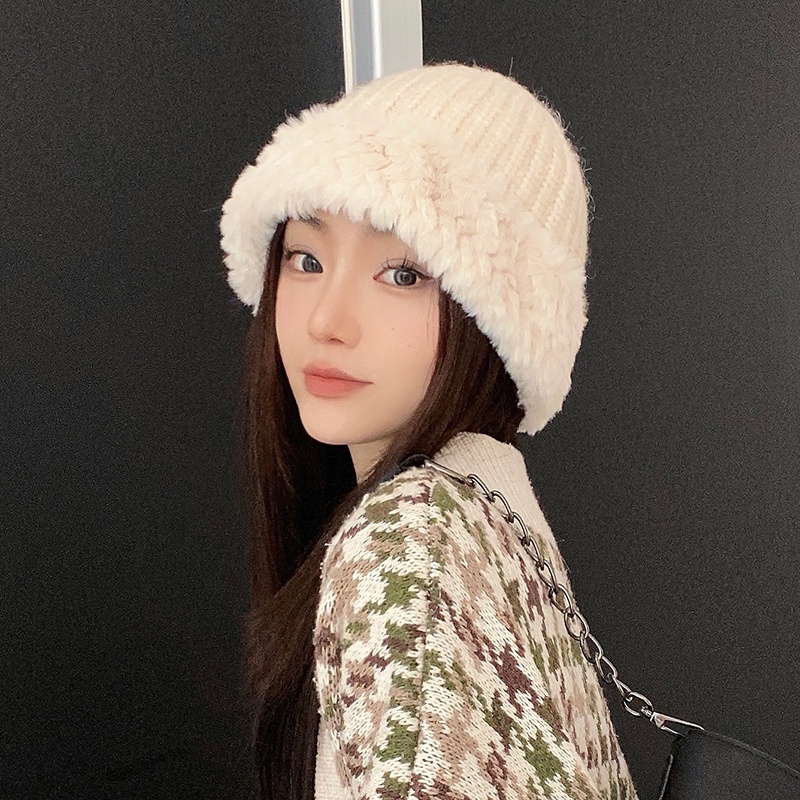 Mũ Dệt Kim Trùm Tai Bằng Vải Lông Dày Dặn Ấm Áp Dễ Phối Đồ Phong Cách