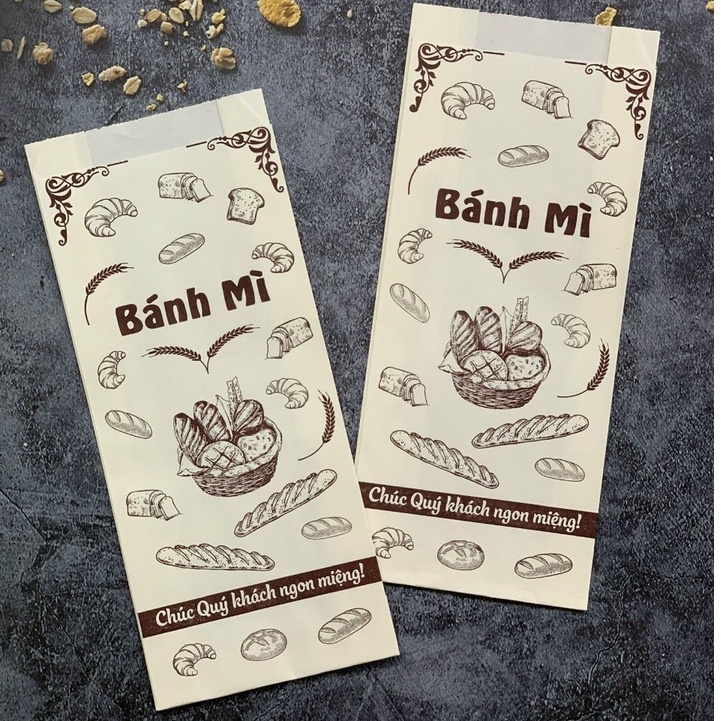 100 Túi giấy đựng bánh mì tiện lợi nhiêu họa tiết vệ sinh an toàn thực phẩm giá rẻ -dùng 1 lần Quán nào cũng cân