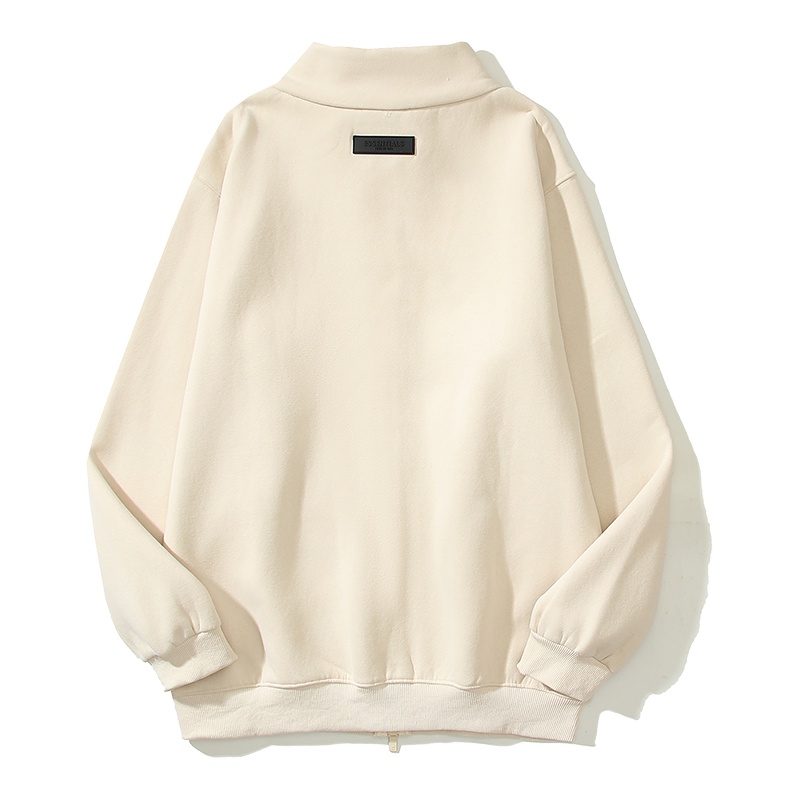 Sương Mù Cần Thiết Áo Khoác sweater Dây Kéo In LOGO Chữ flocking Đường Phố