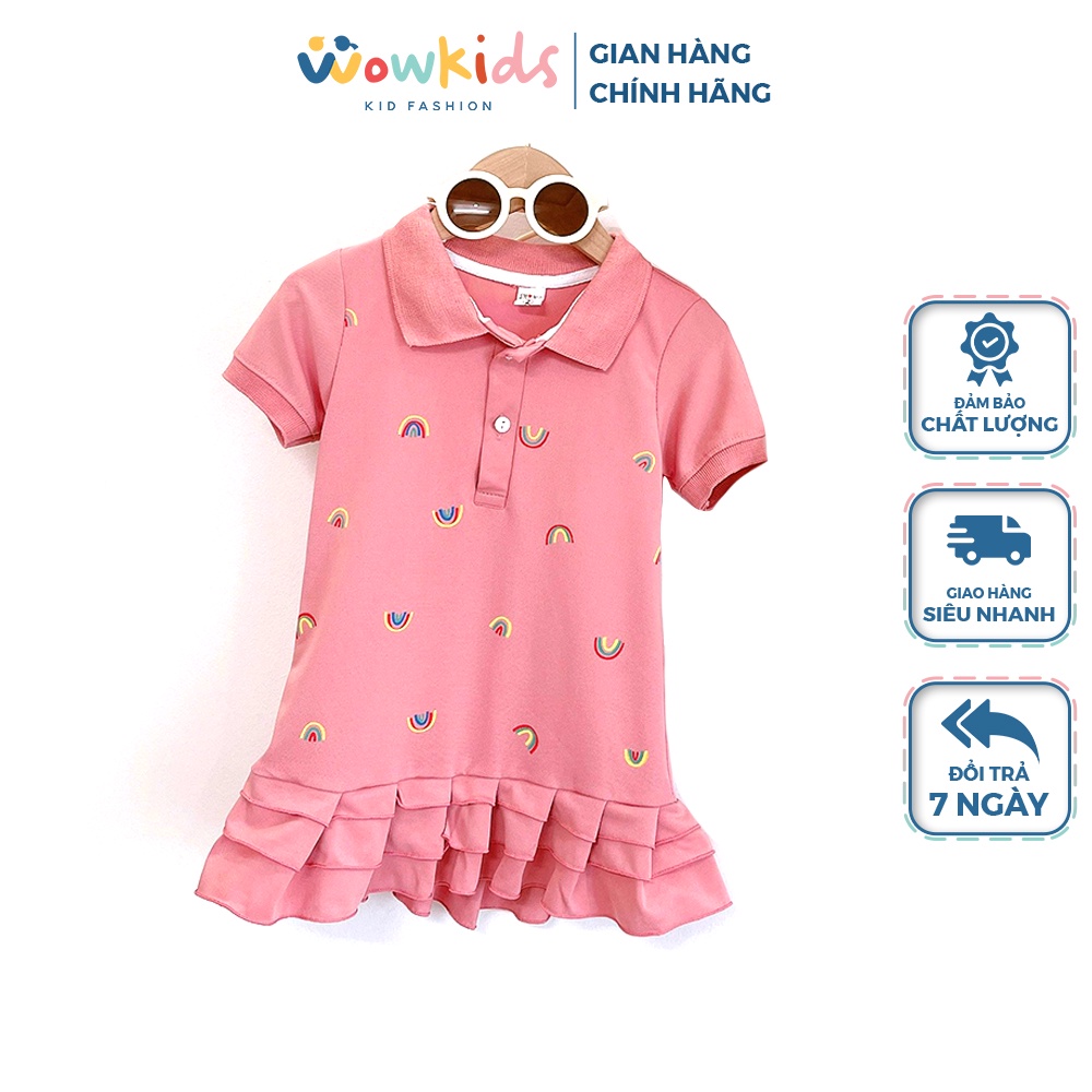 Váy Polo Đuôi Cá WOWKIDS Cho Bé Gái, Vải Mềm Mịn Thêu Họa Tiết Dễ Thương 8-20kg