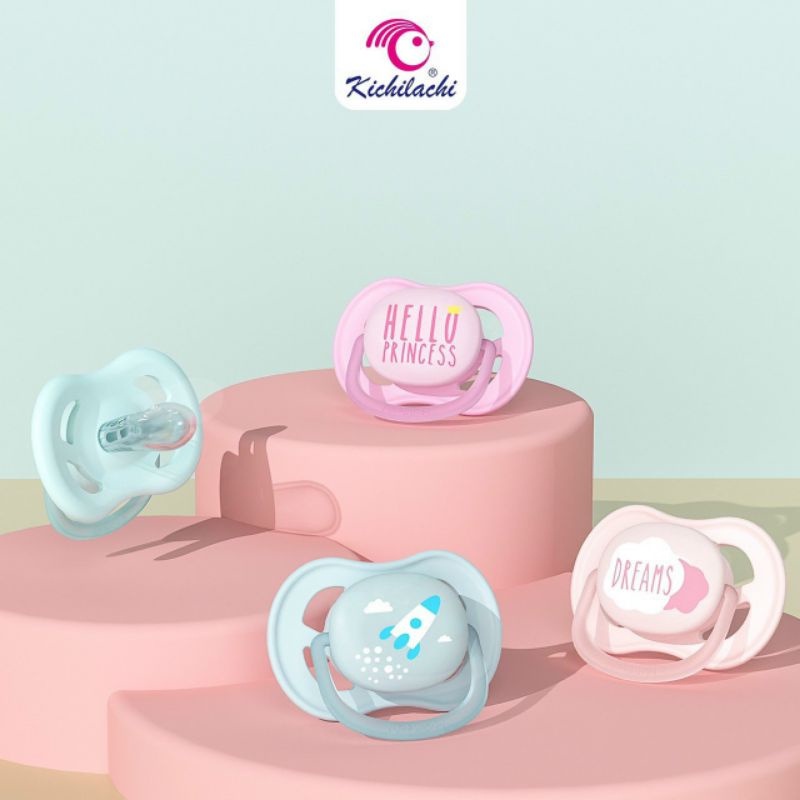 Ti ngậm Kichilachi Ultra Night, núm vú ngậm cho trẻ sơ sinh 0-6m chất liệu Silicone, ti giả êm dịu với nướu lợi Bunry sh